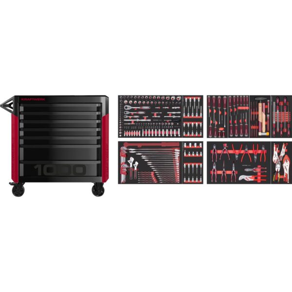 Kraftwerk PRO LINE Werkstattwagen PT1000 – 261-tlg. mit 7 Schubladen, EVA-Einlagen – Made in Germany, 7 Jahre Garantie - KW-102.517.006