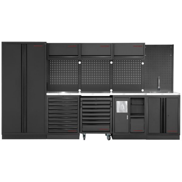 KRAFTWERK MOBILIO SANITORY 4er Werkbank-Kombi – Edelstahl 430 & modulare Profi-Ausstattung - KW-3964D-BLK-IX-SANA
