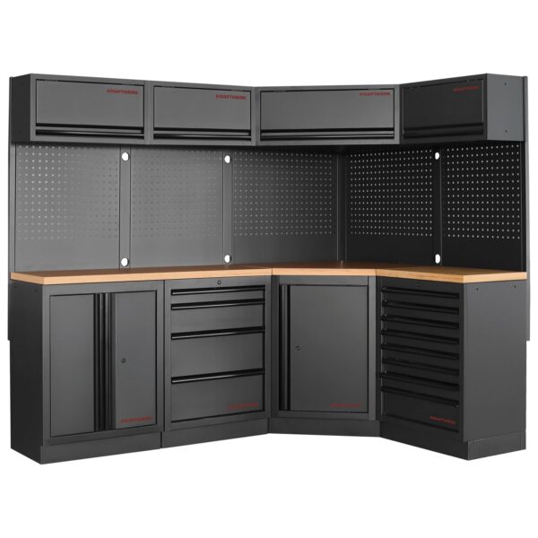 Kraftwerk MOBILIO 4er Werkstatt-Kombination mit Eckmodul, Buche Multiplex - KW-3964N-BLK