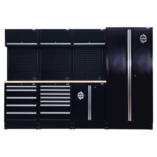 BUNKER 2960mm Modulare Werkstatteinrichtung Werkbank mit Hartholz-Arbeitsplatte - 15-teilig - D27203